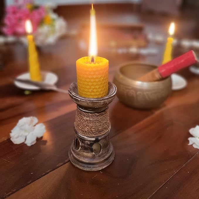 Vela artesanal de cera de abeja natural para aromaterapia